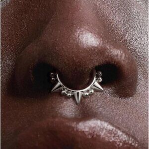 Daring 16G Septum Rings Set - 316L Stainless Steel, Gold/Silver, 8mm, Easy Click